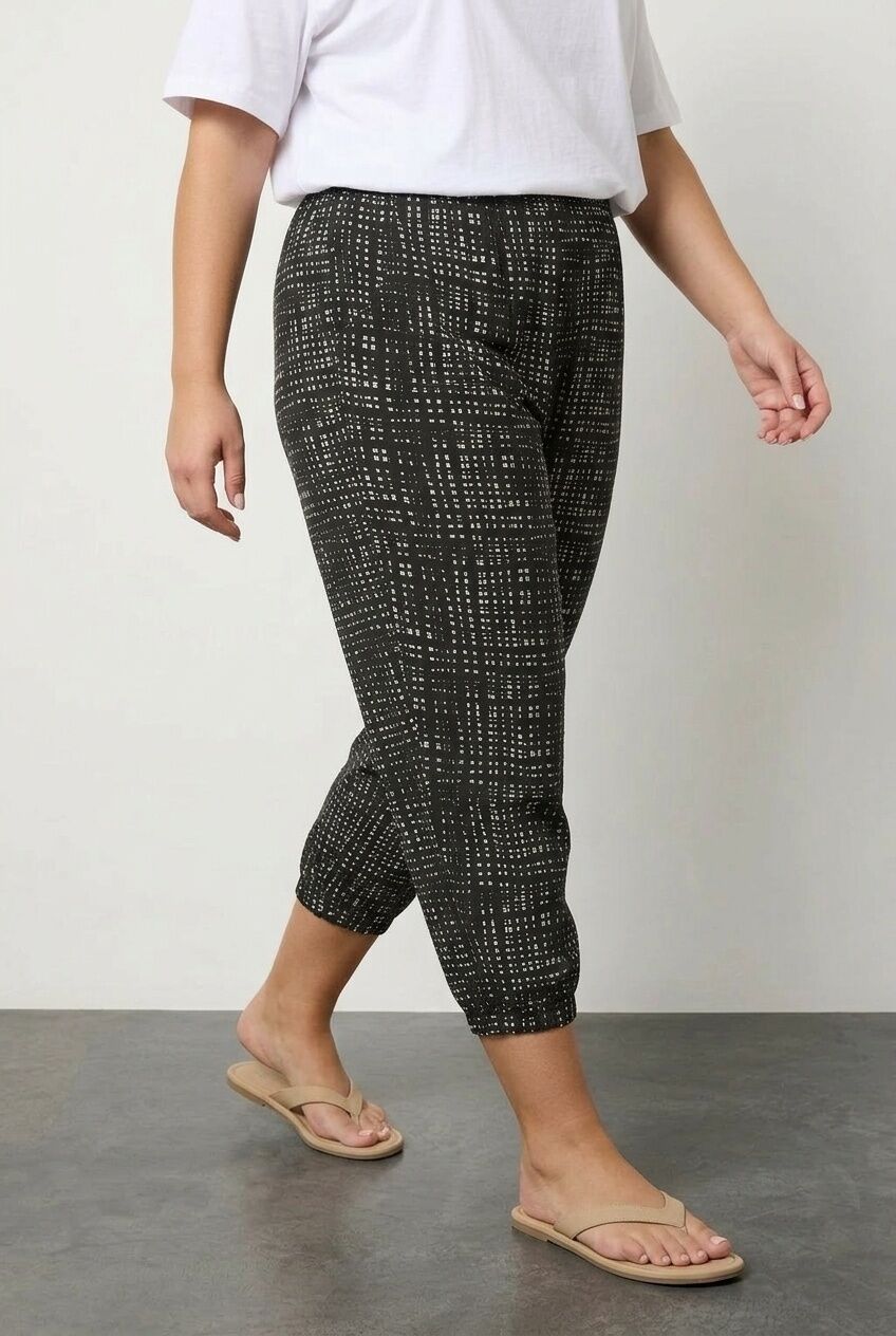 Plus Size Pocketed Jogger Pants with Elasticated Hem and Waist Detail