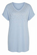 Plus Size Sequin Detailed V-Neck Short Sleeve Blouse