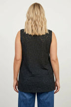 Plus Size V-Neck Lace Detailed Unlined Sleeveless Blouse