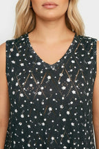 Plus Size V-Neck Lace Detailed Unlined Sleeveless Blouse