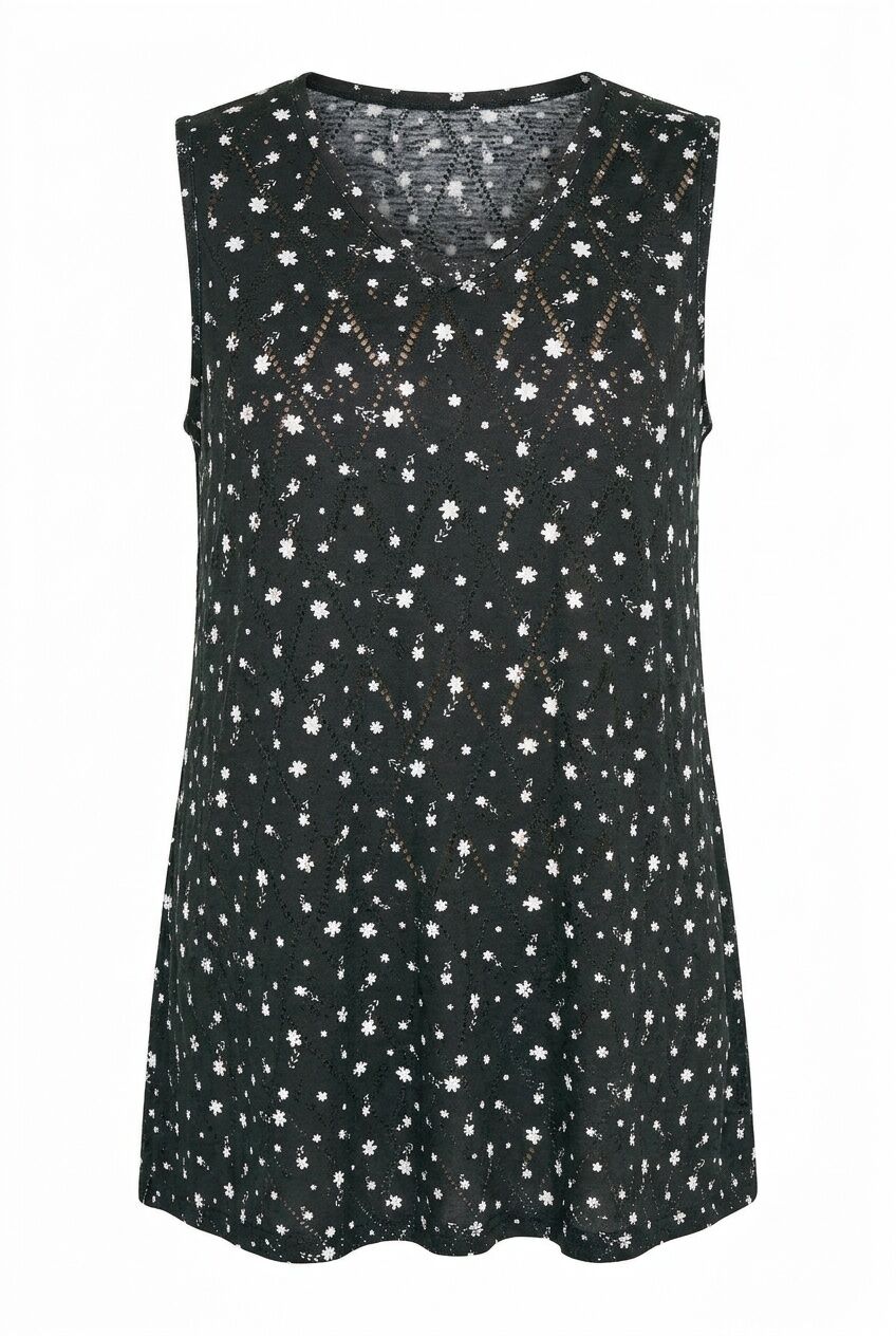 Plus Size V-Neck Lace Detailed Unlined Sleeveless Blouse