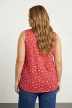 Plus Size V-Neck Lace Detail Unlined Sleeveless Blouse