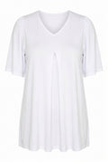 Plus Size V-Neck Patterned Asymmetrical Cut Stretchy Blouse