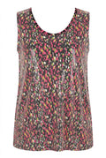 Plus Size V-Neck Patterned Sequin Embellished Sleeveless Blouse