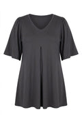 Plus Size V-Neck Plain Asymmetrical Cut Stretchy Blouse