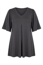 Plus Size V-Neck Plain Asymmetrical Cut Stretchy Blouse