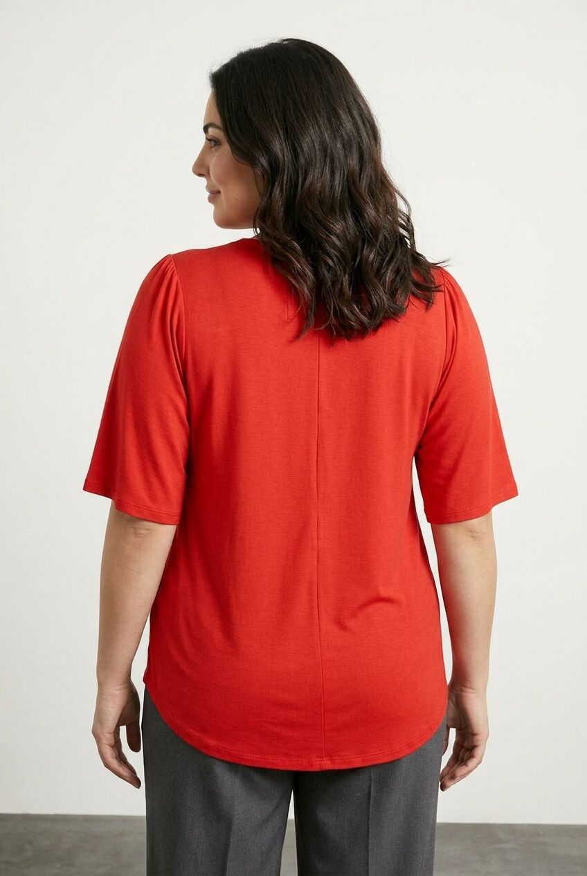 Plus Size V-Neck Plain Asymmetrical Cut Stretchy Blouse
