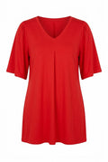 Plus Size V-Neck Plain Asymmetrical Cut Stretchy Blouse