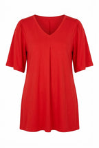 Plus Size V-Neck Plain Asymmetrical Cut Stretchy Blouse