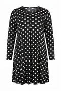 Plus Size V-Neck Long Sleeve Polka Dot Short Dress