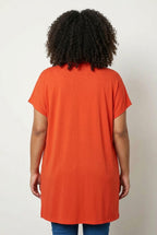 Plus Size Slit-Detailed Buttonless Stretchy Fabric Short Sleeve Cardigan
