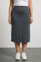 Plus Size Elastic Waist Relaxed Fit Midi Length Skirt