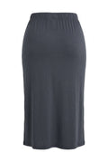 Plus Size Elastic Waist Relaxed Fit Midi Length Skirt