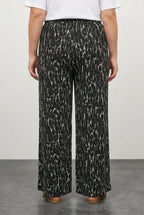 Plus Size Patterned Wide Leg Pants with Elastic Waist and Pockets