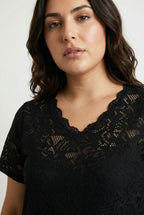 Plus Size V-Neck Sleeveless Unlined Lace T-shirt