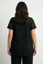 Plus Size V-Neck Sleeveless Unlined Lace T-shirt