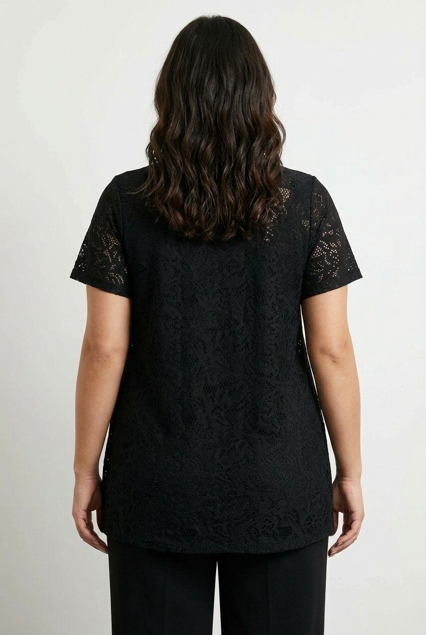 Plus Size V-Neck Sleeveless Unlined Lace T-shirt