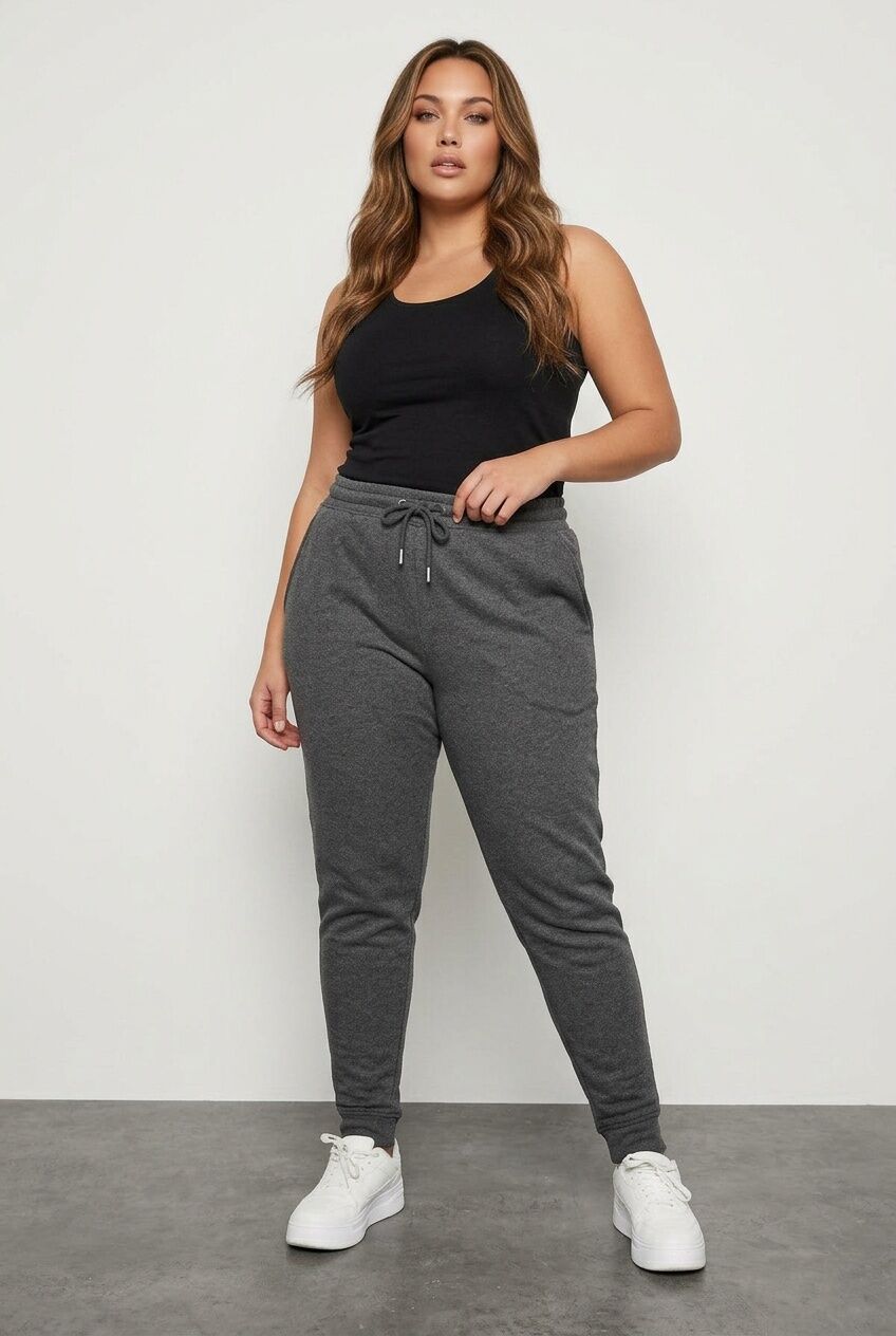Plus Size Tapered Leg Jogger Sweatpants with Elastic Waist and Cuffs