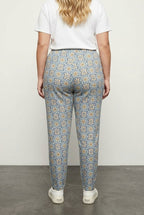 Plus Size Elastic Waist and Cuffed Patterned Pocketed Pants