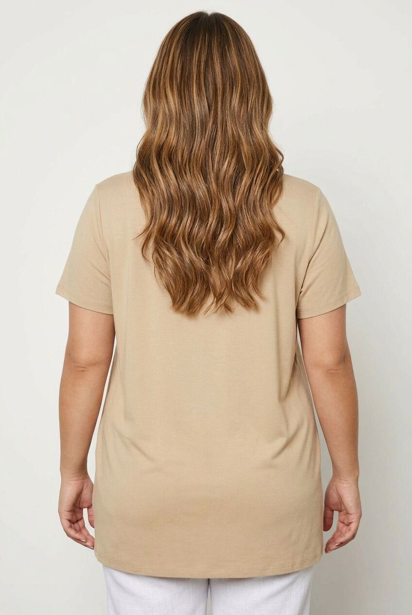 Plus Size Crew Neck Short Sleeve Glittery Printed T-shirt