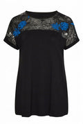 Plus Size Crew Neck Short Sleeve Sequin Detailed Blouse