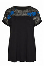 Plus Size Crew Neck Short Sleeve Sequin Detailed Blouse