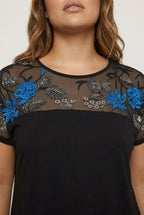 Plus Size Crew Neck Short Sleeve Sequin Detailed Blouse