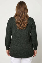 Plus Size Crew Neck Stone Detailed Long Sleeve Blouse