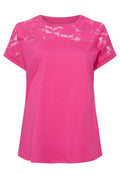 Plus Size Crew Neck Tulle Detailed Short Sleeve T-shirt