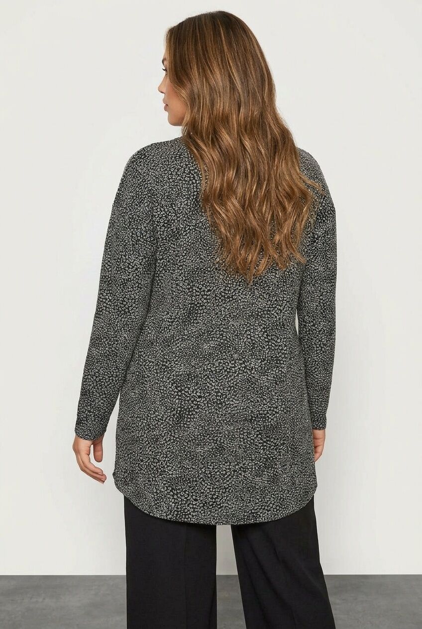 Plus Size Crew Neck Long Sleeve Sequin Embellished Blouse