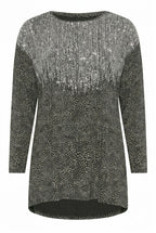 Plus Size Crew Neck Long Sleeve Sequin Embellished Blouse
