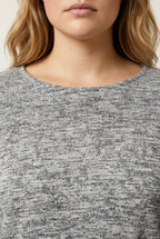 Plus Size Crew Neck 3/4 Sleeve Button Detailed Blouse