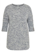 Plus Size Crew Neck 3/4 Sleeve Button Detailed Blouse