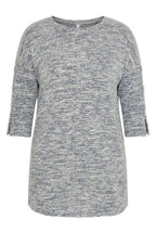 Plus Size Crew Neck 3/4 Sleeve Button Detailed Blouse