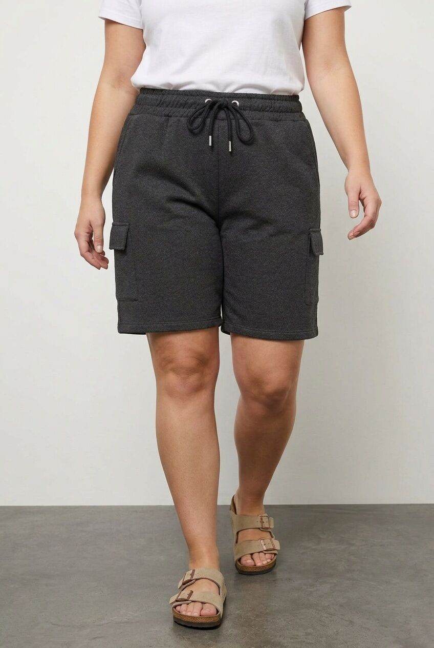 Plus Size Pocketed Drawstring Waist Loose Fit Jogger Shorts