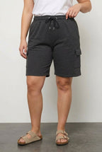 Plus Size Pocketed Drawstring Waist Loose Fit Jogger Shorts