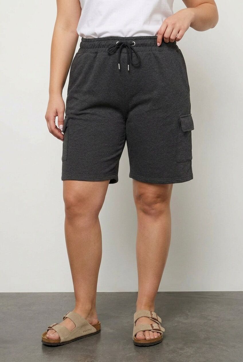 Plus Size Pocketed Drawstring Waist Loose Fit Jogger Shorts