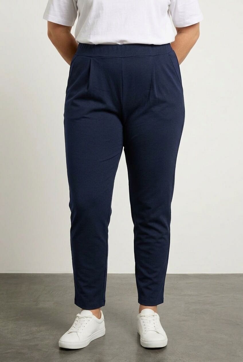 Plus Size Pocketed Elastic Waist Lycra Slim Leg Stretch Pants