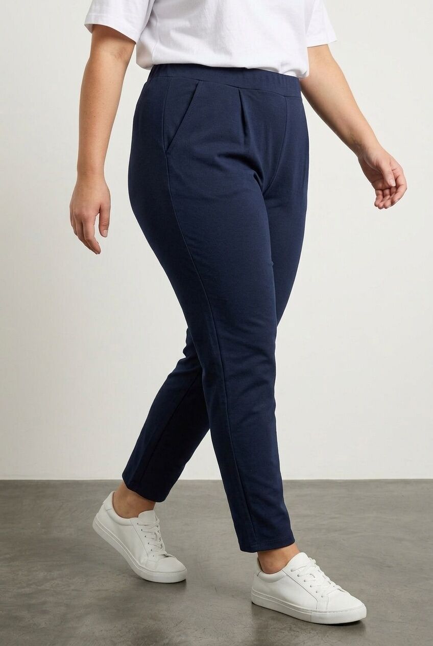 Plus Size Pocketed Elastic Waist Lycra Slim Leg Stretch Pants