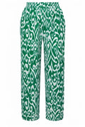 Plus Size Elastic Waist Wide Leg Patterned Pocketed Pants