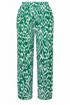 Plus Size Elastic Waist Wide Leg Patterned Pocketed Pants