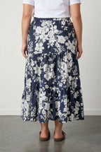 Plus Size Floral Patterned Elasticated Waist Ankle-Length Long Skirt