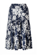 Plus Size Floral Patterned Elasticated Waist Ankle-Length Long Skirt