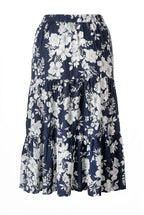 Plus Size Floral Patterned Elasticated Waist Ankle-Length Long Skirt