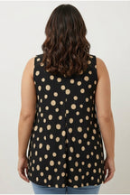 Plus Size V-Neck Sleeveless Polka Dot T-shirt