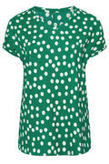 Plus Size V-Neck Short Sleeve Polka Dot T-shirt