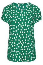 Plus Size V-Neck Short Sleeve Polka Dot T-shirt