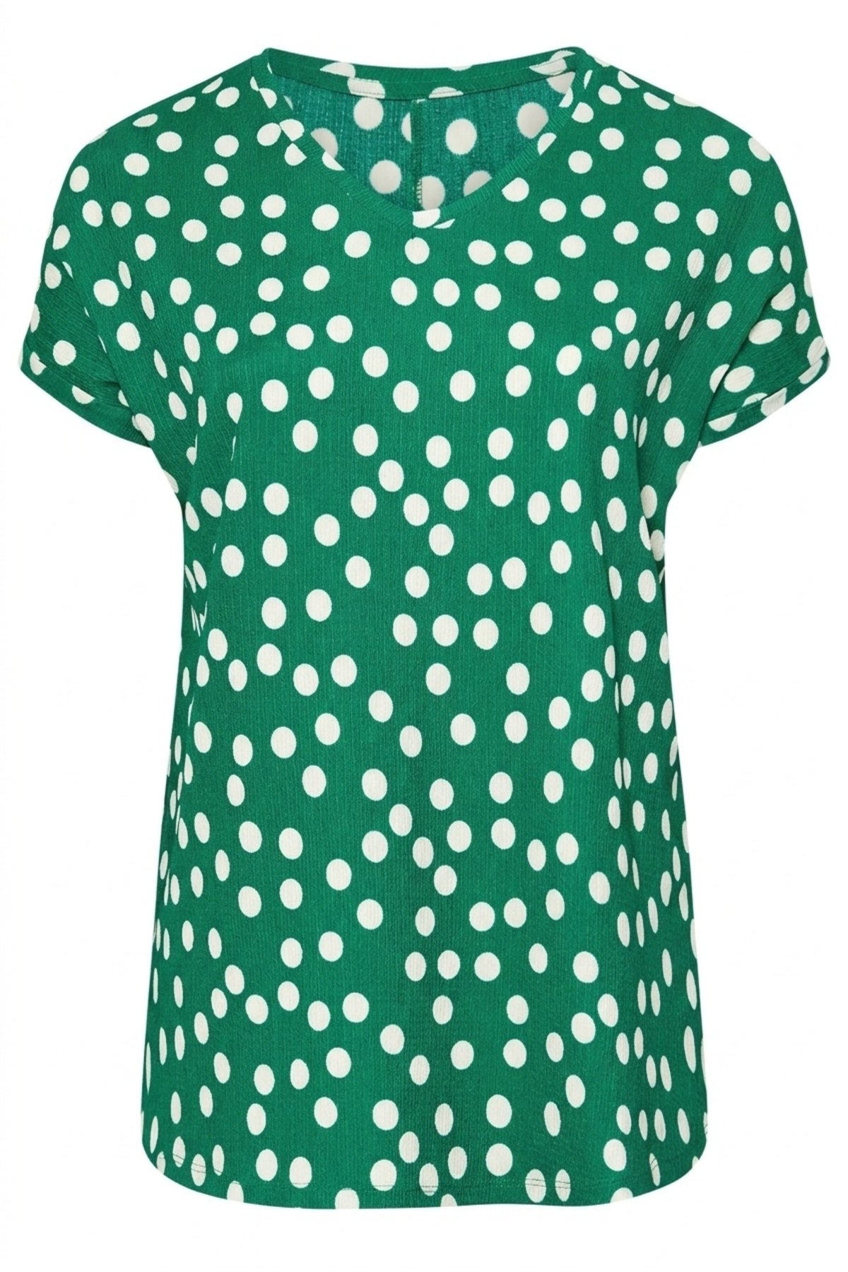 Plus Size V-Neck Short Sleeve Polka Dot T-shirt