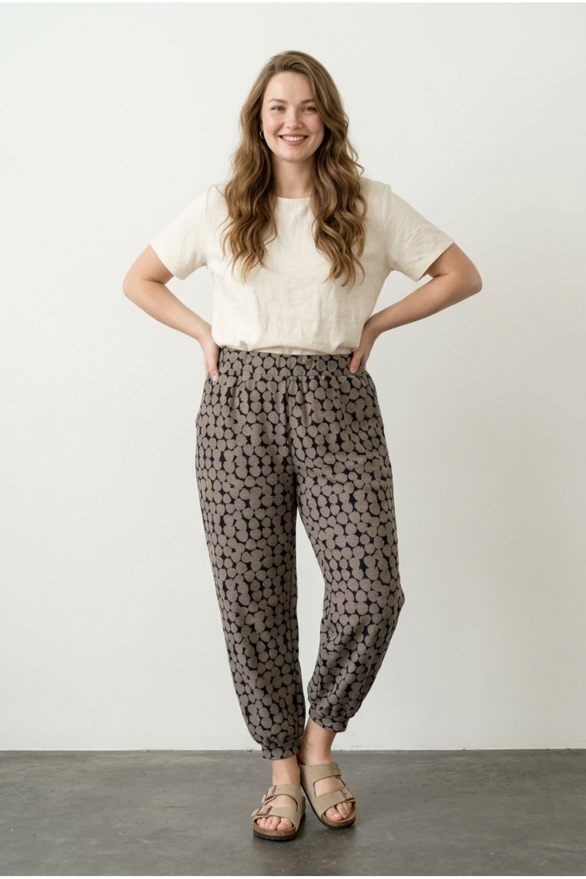 Plus Size Stretchy Fabric Jogger Pants with Elastic Waist, Cuffs, and Pockets