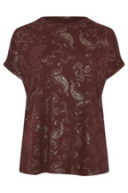 Plus Size Short Sleeve Crew Neck Metallic Patterned Blouse